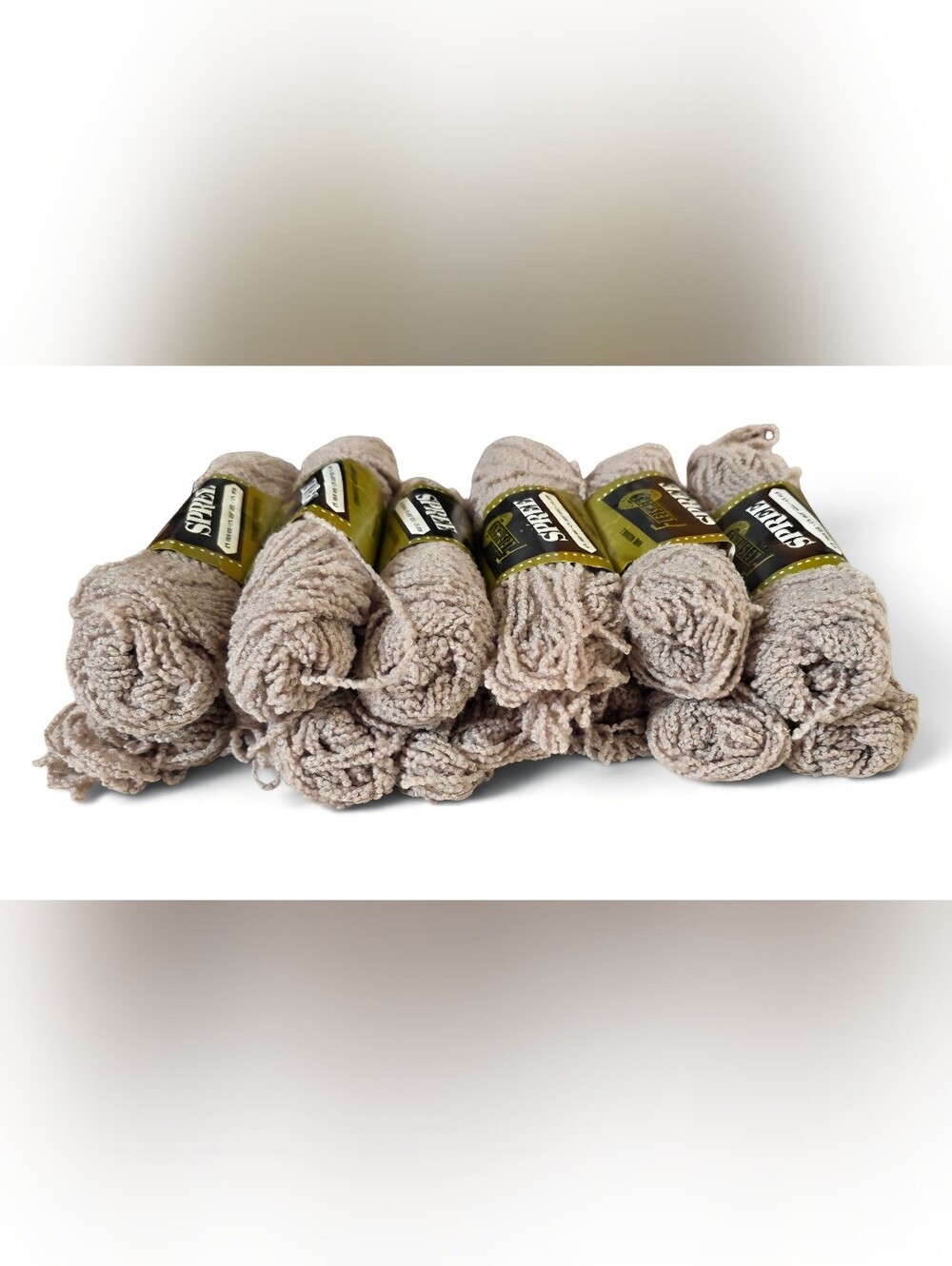 Vtg 1950s & 60s Fleishers Spree Yarn Wool/acrylic/Nylon Taupe 12- 1 oz Skeins - Picture 2 of 6